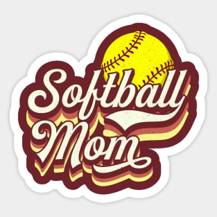 Softball Mom! Retro Sports Gift Sticker